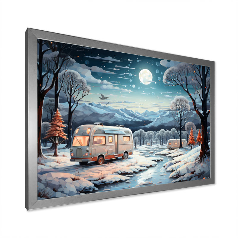 «Campingtravel Winters Whisper V», reproduction sur toile, H 34 po x l 44 po x P 1,5 po, Cadre simple argenté