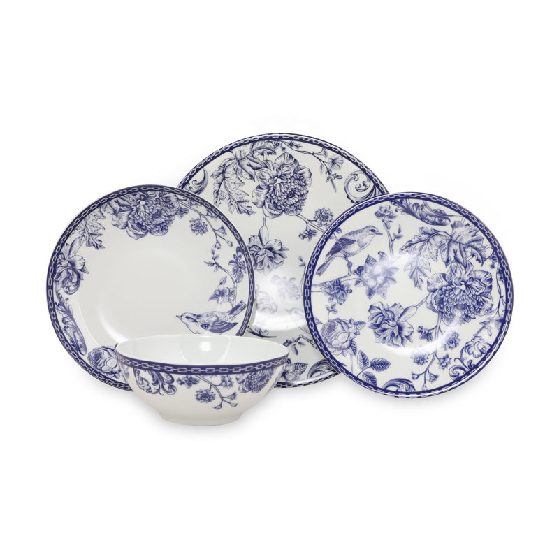 Trappe Piece Porcelain China Dinnerware Set - Service for 6