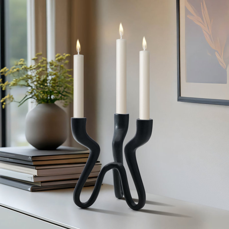 Porte-bougie conique en aluminium noir 8 po Arcwave