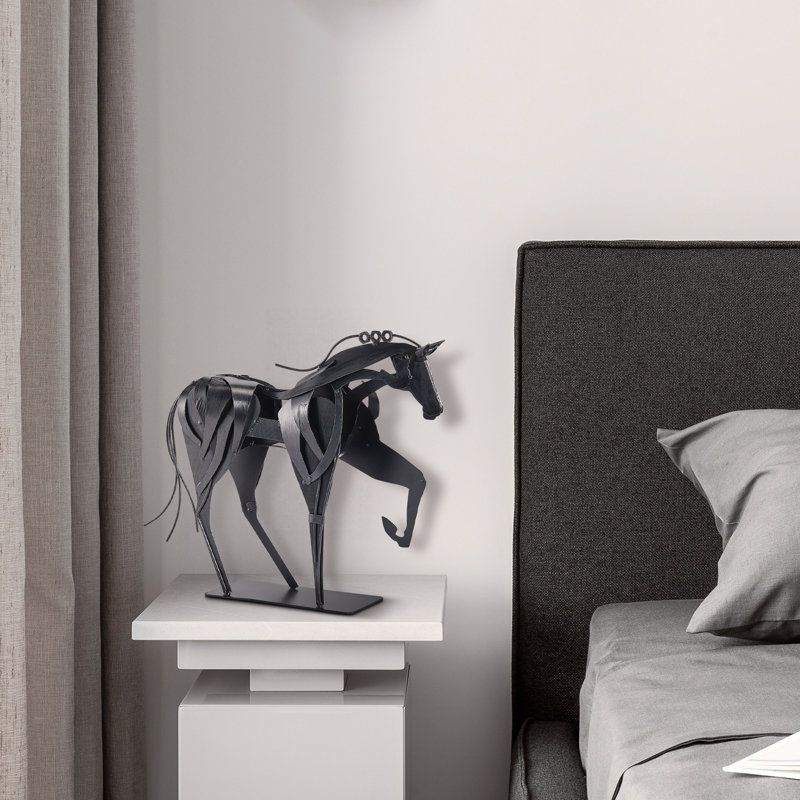 Sculpture de cheval en métal fabriquée à la main par Wendt, Noir