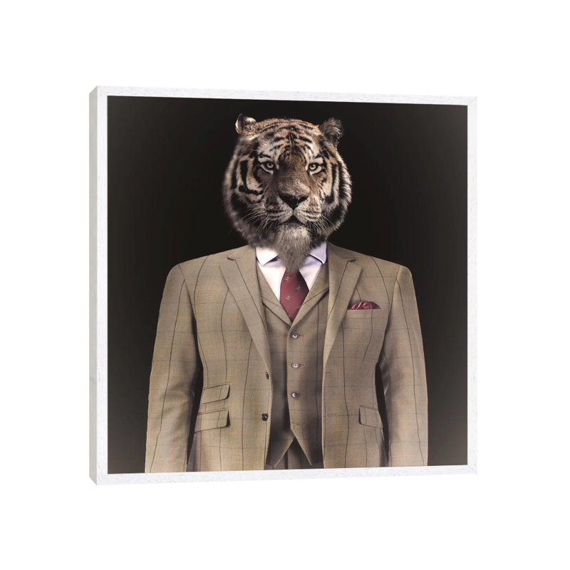 The Gent - Print on Canvas, White Framed, 45.72 cm H x 45.72 cm W
