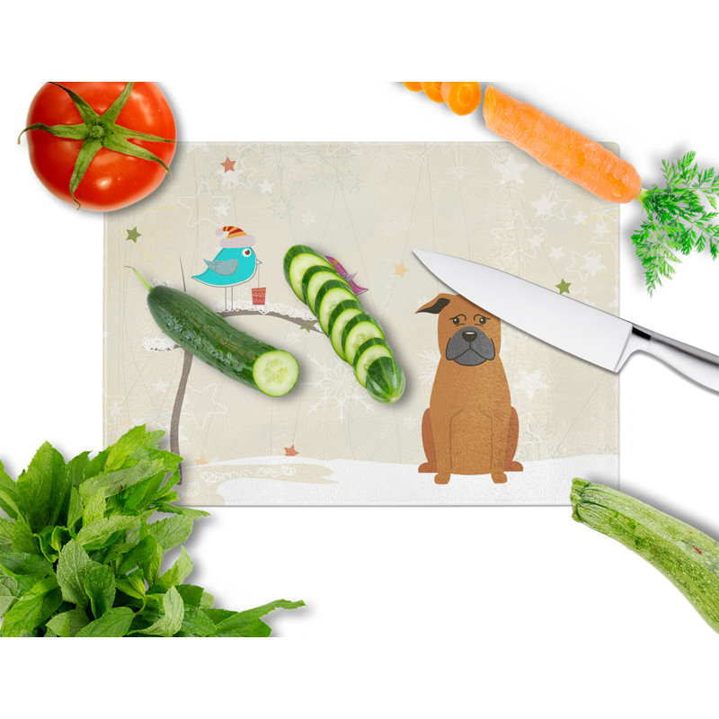Caroline's Treasures Christmas Presents Glass Chinese Chongqing Dog Cutting Board