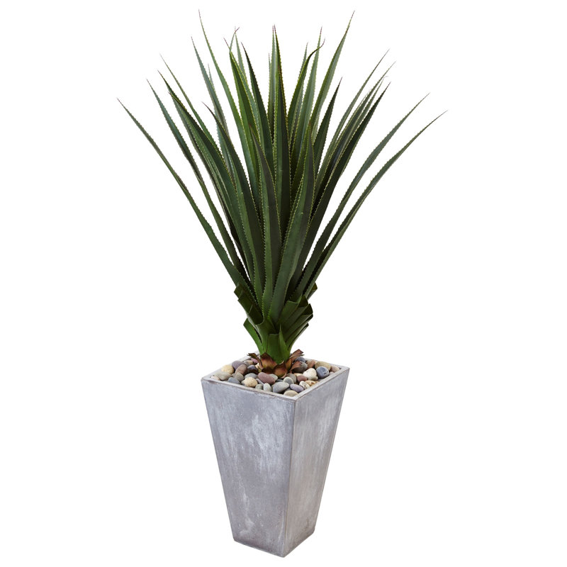 Spiked Agave Artificial Plant in Cement Planter