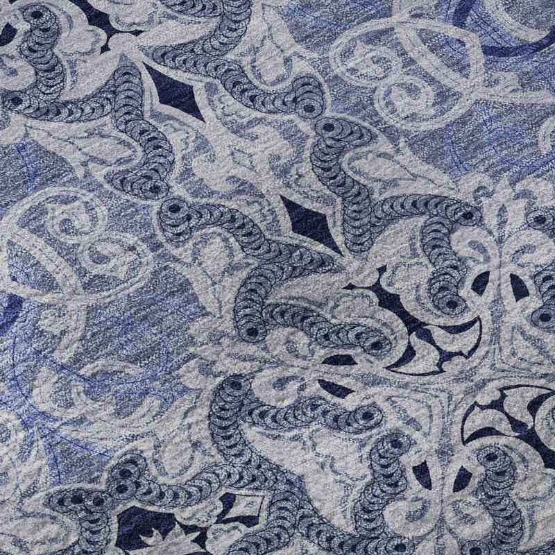 Premium Machine Washable Prisco Blue Rug, Rectangle 10' x 14'