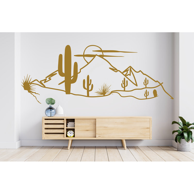 Ensemble de décalcomanies murales cactus du désert - Sun & Mountain Nature, Jaune, H 24 po x l 10 po
