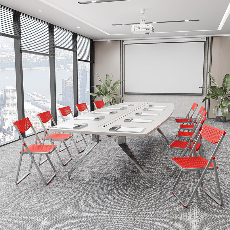 Chaises pliantes rouges en plastique à motif ajouré (ensemble de 4)