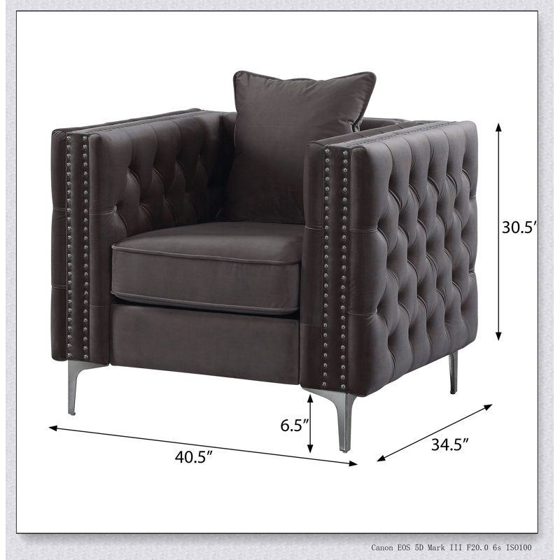 Fauteuil d'appoint capitonné gris foncé