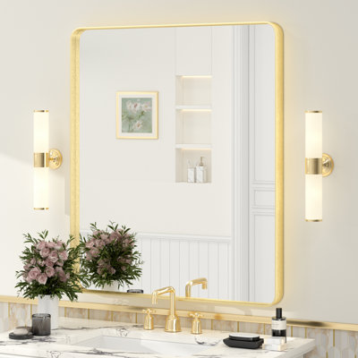 Molly Tempered Glass and Metal Framed French Cleat Mounted Wall Bathroom / Vanity Mirror