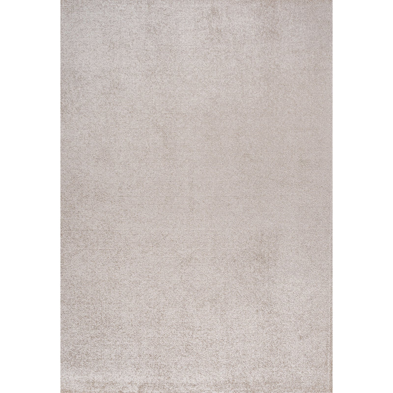 Asami Solid Low-Pile Beige Rug, Rectangle 8'8" x 12'