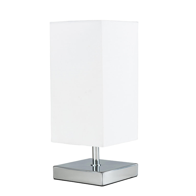Hodei Metal Table Lamp, White, Chrome, LED Bulb