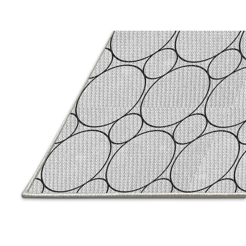 Tapis gris/zone noire à motifs, Rectangle 8 pi x 12 pi