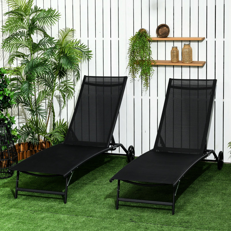 Black Beach Chair With Wheels, 5 Adjustable Levels, For Patio, Yard, Pool, Folding Camping Adults Outdoor Tanning Degrees, Black, Beach, Adult