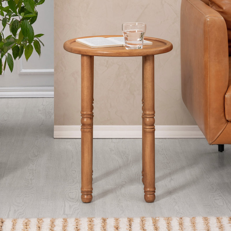 Pierre Solid Wood Round Tray Top End Table