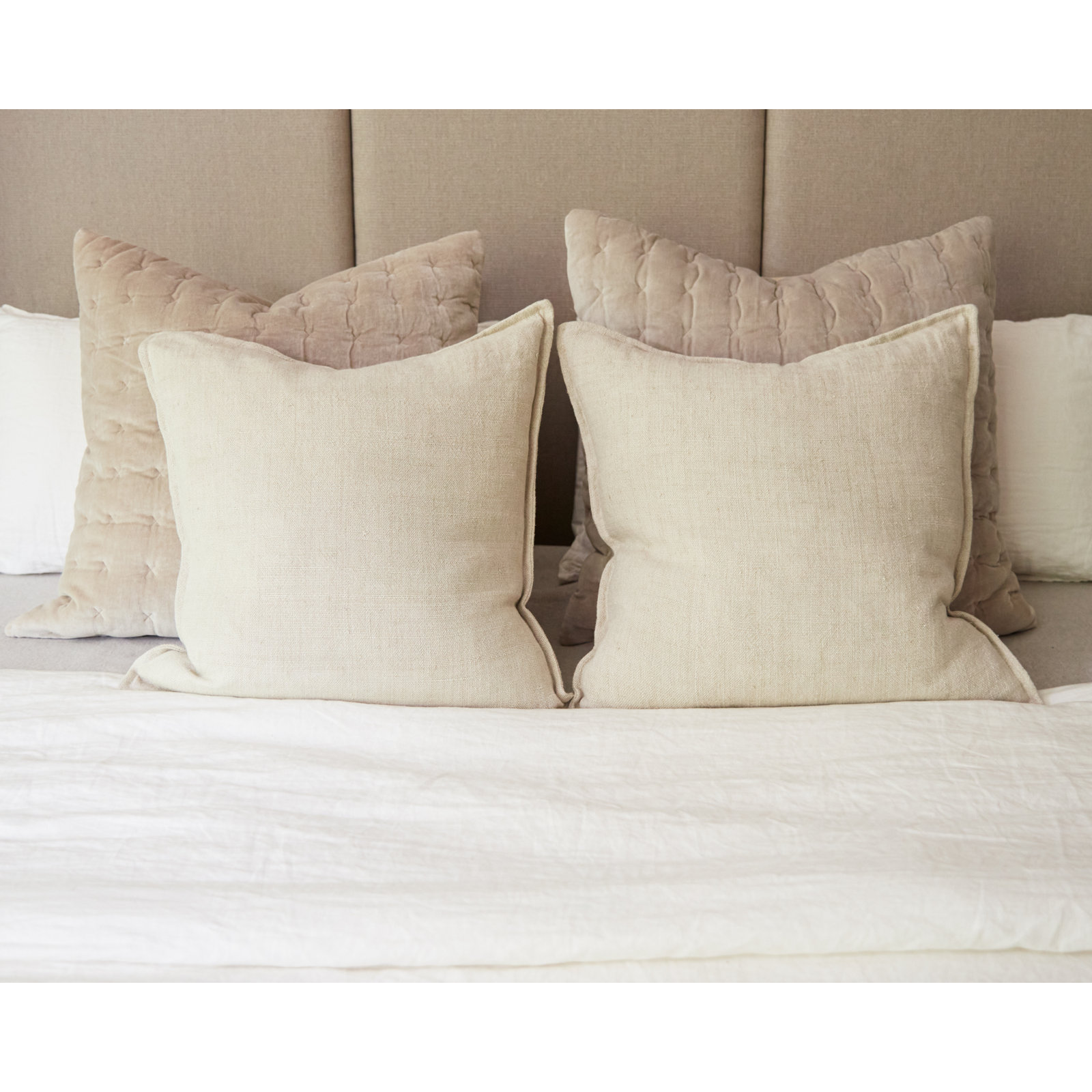 Burbank Linen Throw Pillow, Cream, Polyester/Polyfill, 22" x 22"