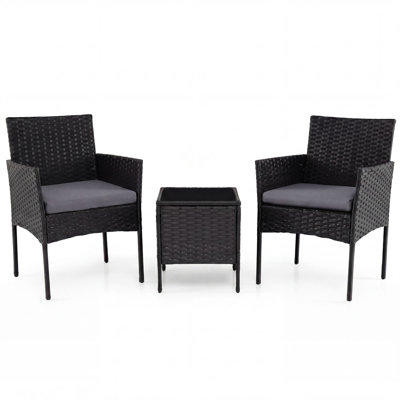 Garden Furniture Set 3-piece Rattan Balcony Furniture Set with Side Table