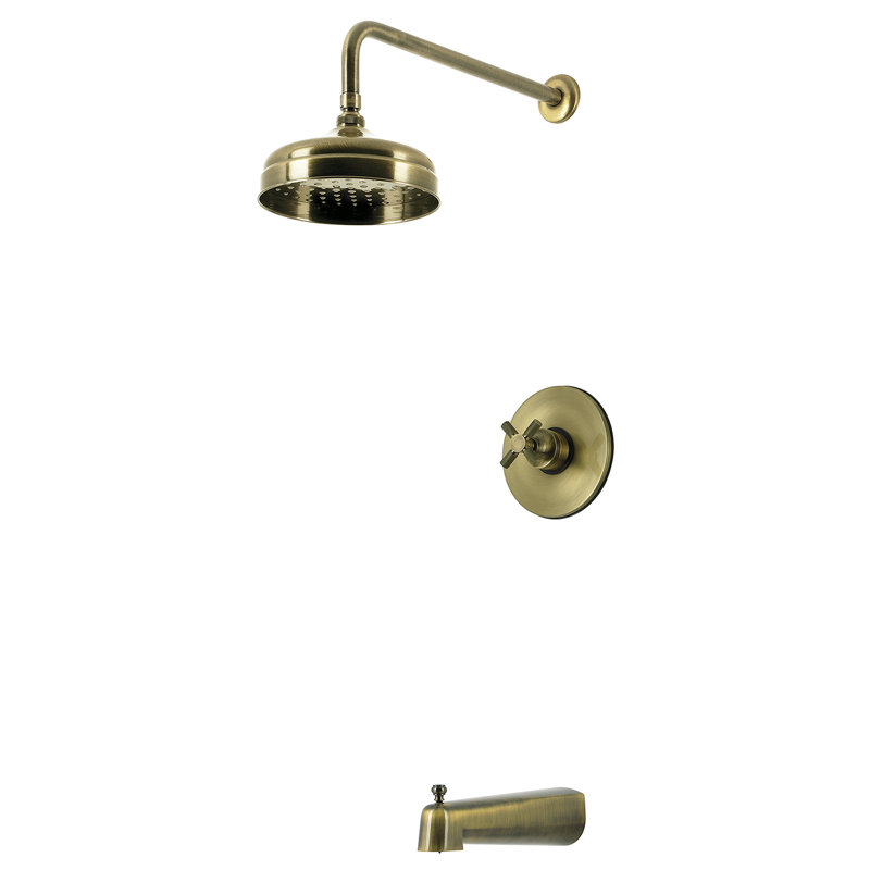 Robinet de baignoire et douche à pression équilibrée à poignée simple Kingston, Laiton antique
