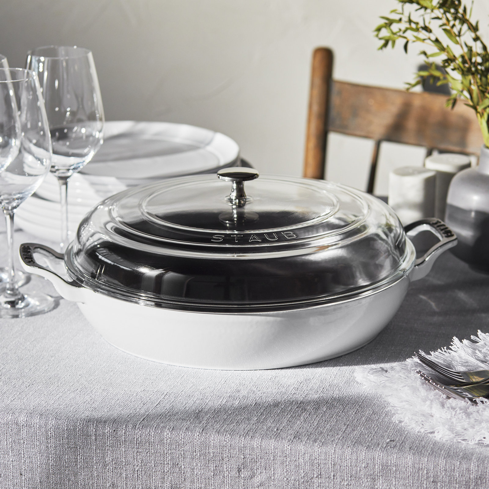 Heritage Cast Iron Braiser, White