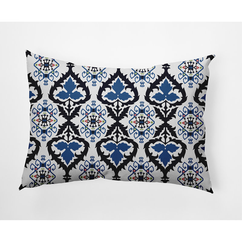 Bombay Geometric Outdoor Reversible Throw Pillow, Blue