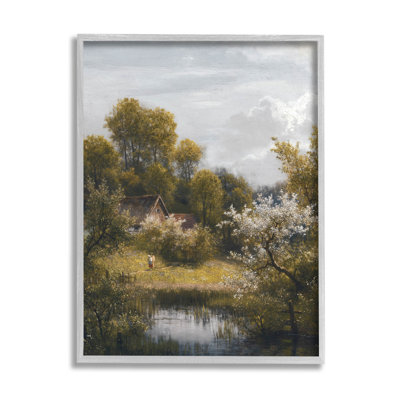 " Classic Cottage Backyard Pond " by Lettered And Lined