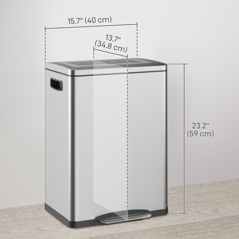 2 x 5,3 gallons en acier inoxydable avec poubelles amovibles