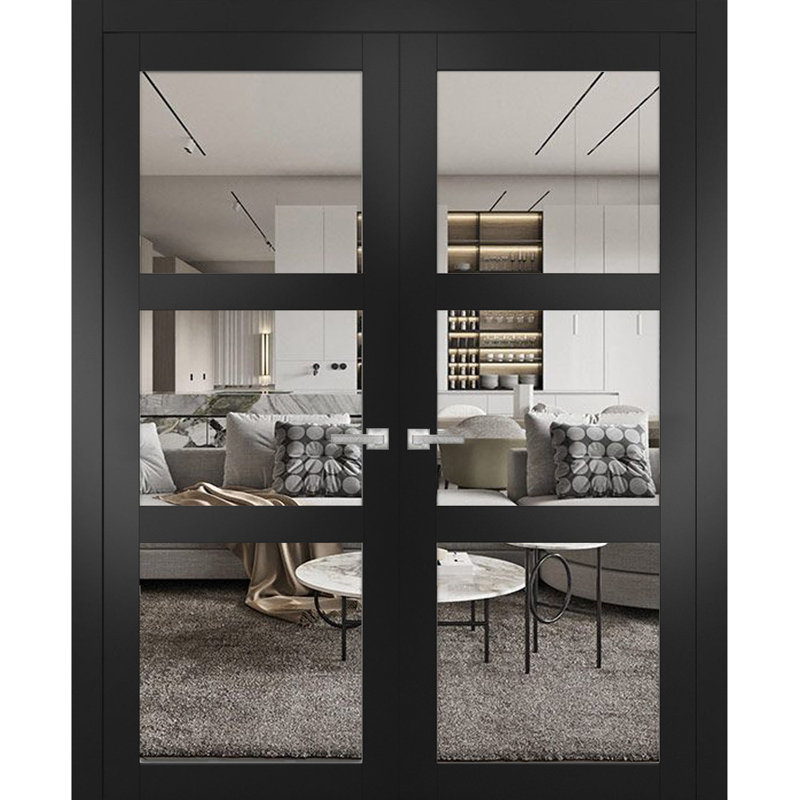 Portes françaises en verre transparent Lucia, 48 po x 80 po