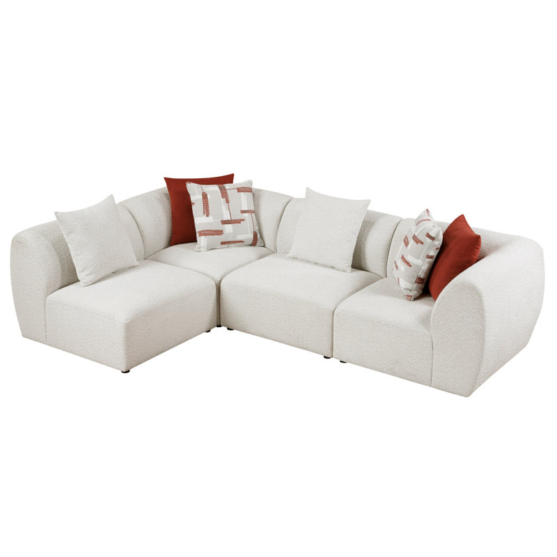 Canapé modulaire en chenille beige 4 pièces Franz