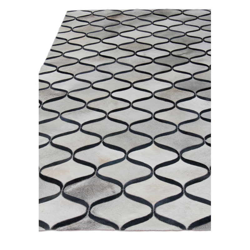 Natural Hide Cowhide Geometric Area Rug, Rectangle 11'6" x 14'6"