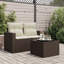  Table de jardin en rotin PE brun, acier thermolaqué, verre trempé-935716831