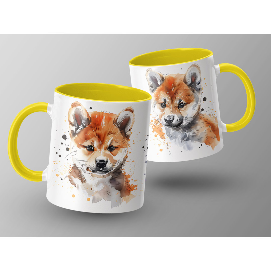 Adorable Watercolor Shiba Inu Puppy 11oz Coffee Mug