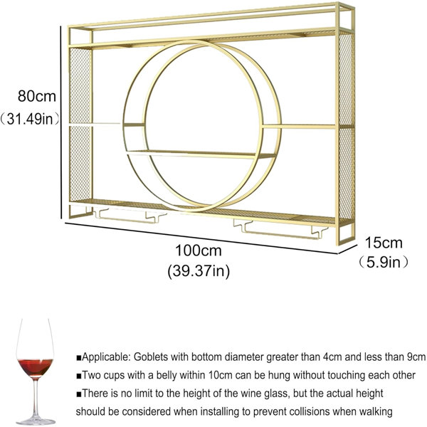 Mercer41 Wine Rack Wall Mounted With Wine Glass Rack Floating Bar ...