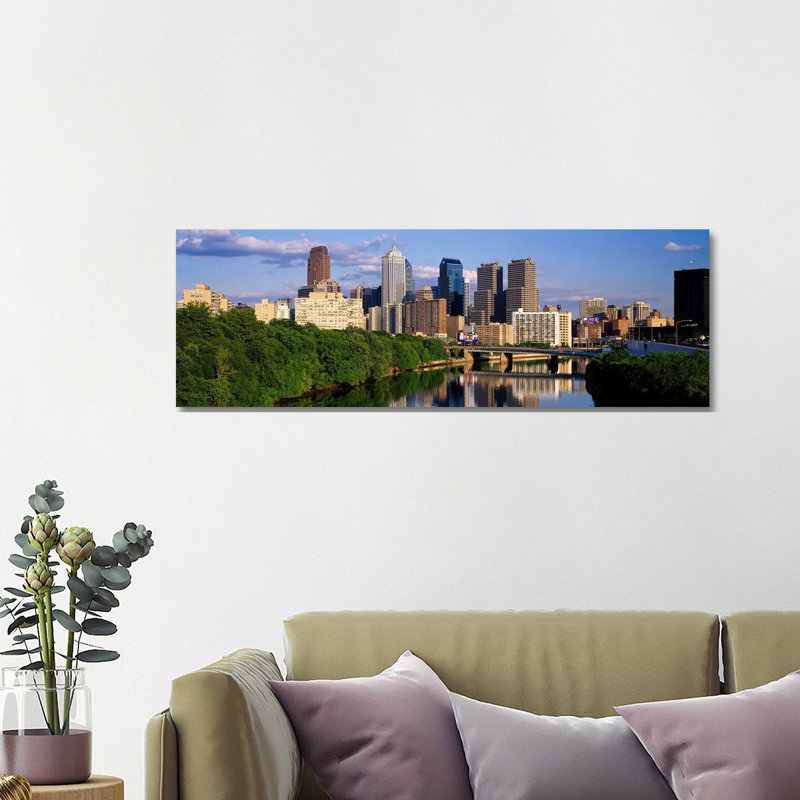Philadelphia PA 1 Piece Wrapped Canvas Panoramic Wall Art, 121.92 cm H x 40.64 cm W x 3.175 cm D