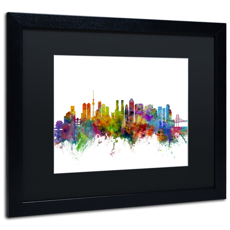 « tokyo japan », reproduction d’impression sur toile encadrée, H 16 po x l 20 po x P 0,5 po, Noir