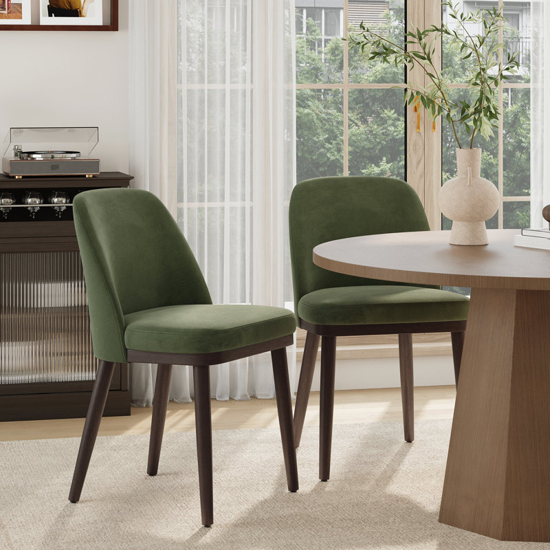 Chaise rembourrée en bois massif avec tissu doux, Vert