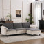 Canapé modulaire en L deux tons 100,39 po noir et blanc, canapé modulaire avec repose-pieds, assise profonde en chenille 3 places et coussin - parfait pour le salon, la chambre à coucher, un appartement