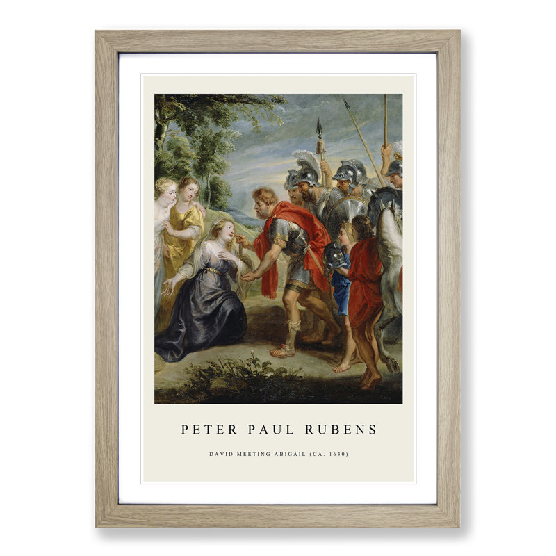 Abigai and David by Peter Paul Rubens - Picture Frame Painting, 48cm H x 36cm W x 2cm D, Oak Framed