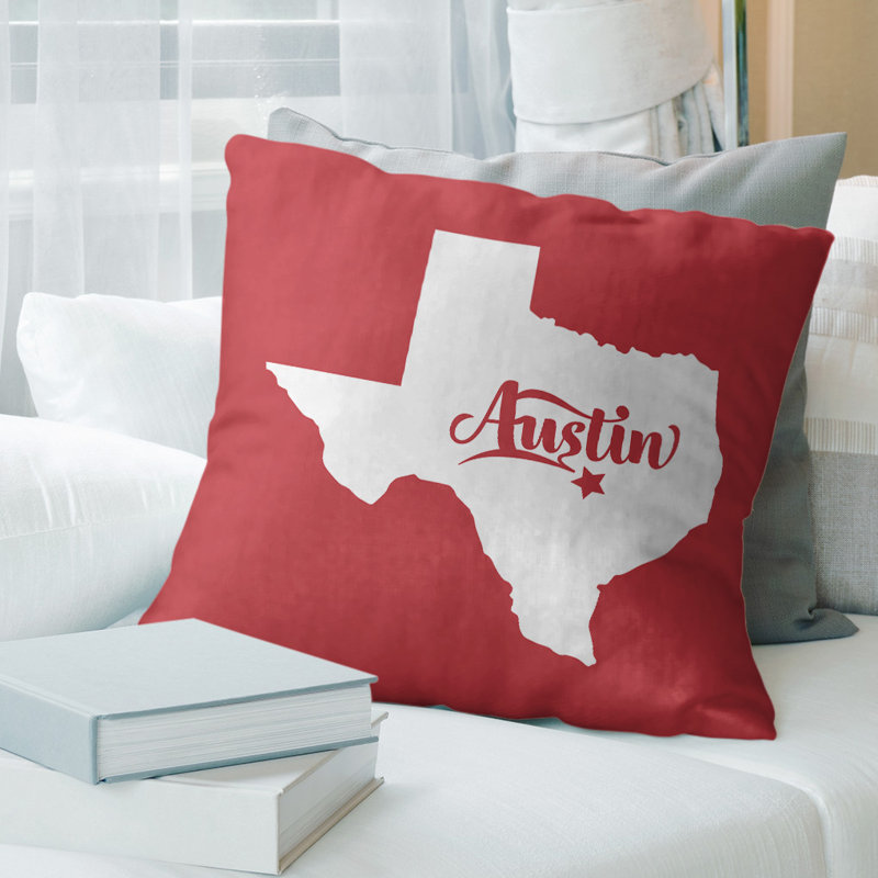 Cotton Blend Reversible Throw Pillow, Austin, 26" x 26", Red