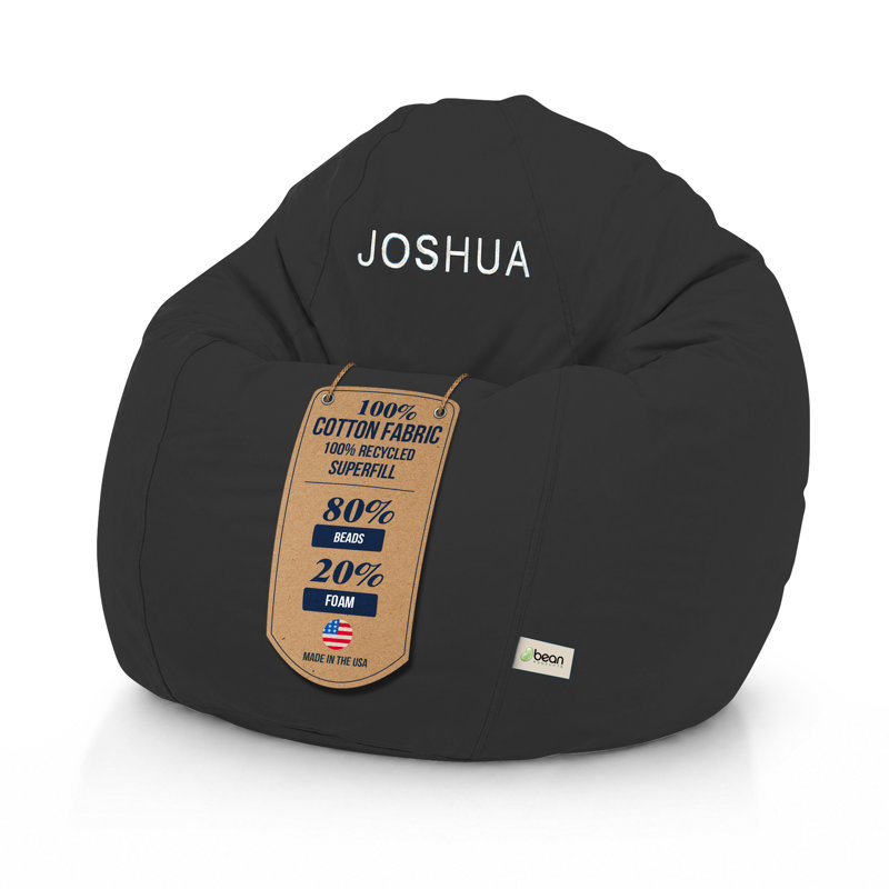 Fauteuil à billes monogramme en coton | Rempli de billes de polystyrène et de mousse CertiPUR | Parfait pour les adolescents et les adultes