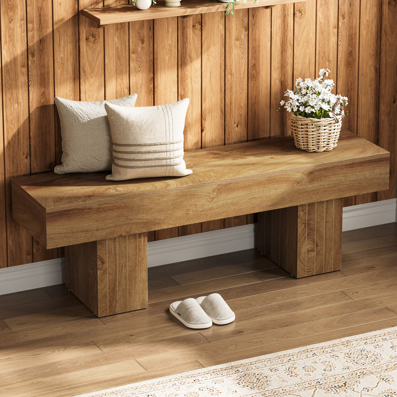 55" Wooden Entraway Bench, Indoor Bench End of Bed bench for Dining Room, Bedroom