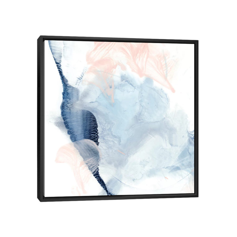 "Indigo & blush II" par Ethan Harper, reproduction d’art, Pas de tapis, H 18 po x l 18 po x 1,5 po, Toile avec cadre noir
