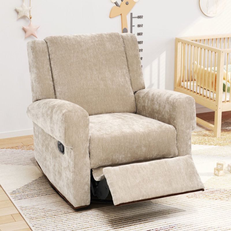 Manual Recliner Nursery Recliner Chair Swivel Rocker Recliner Sofa for Living Room, Bedroom Home Theaters and Nursery, Brown