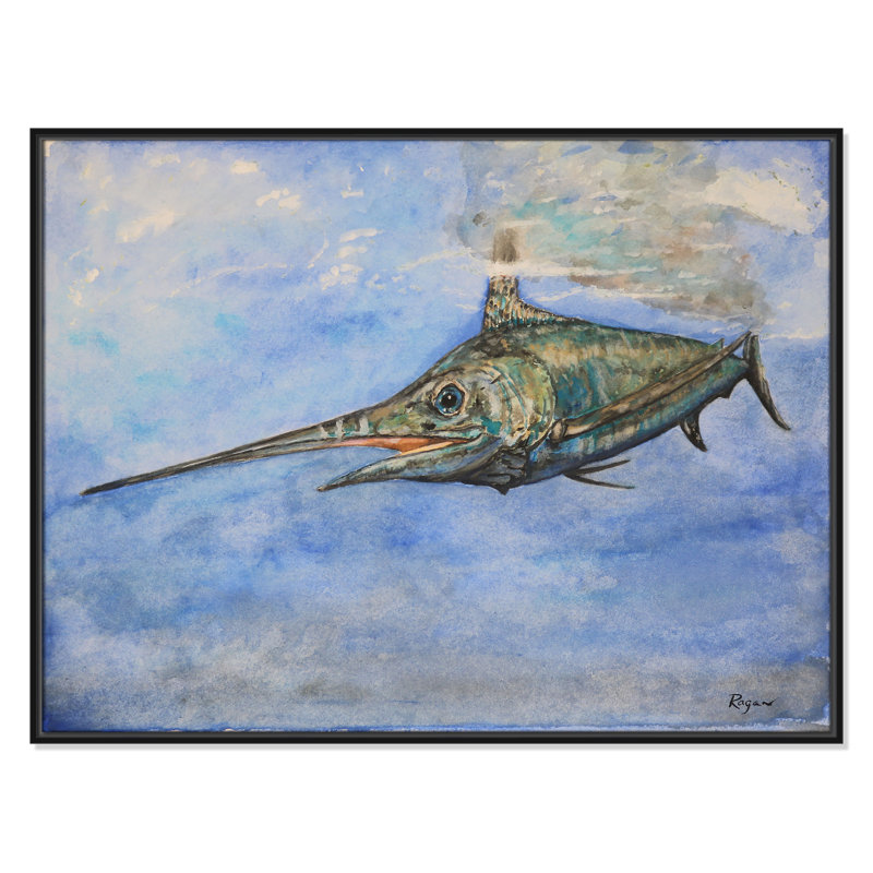 Impression Marlin par Mike Ragan pour , Noir, H 31,5 po x l 41,5 po