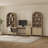 59.05''W Boho Rattan Desk with Spacious Workspace and Hidden Storage-1122460109