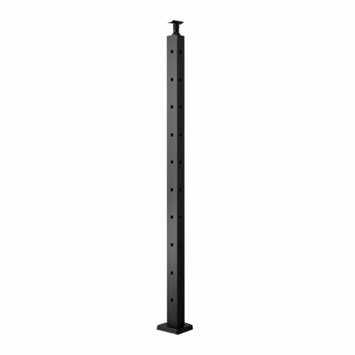 Cable Railing Post, 36x1x2 Inch Corner Railing Post, with L-Shaped Pre-Drilled Holes, Stainless Steel Cable Rail Post with Horizontal and Curved Bracket, 1-Pack, Black, 1JZLGZXHS914IVCFL001V0