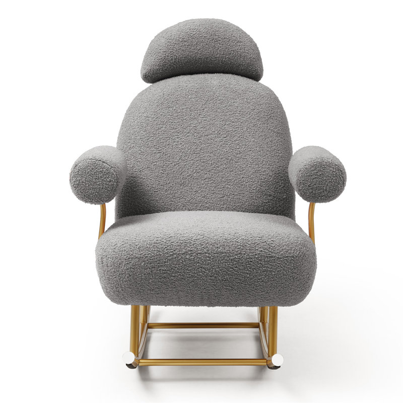Chaise berçante moderne en tissu Sherpa, Gris