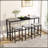 Modern Design Kitchen Dining Table Set With 3 Stools, Unique Splicing Tabletop And Space-Saving Hanging Stool Design-1848291689-1848291694