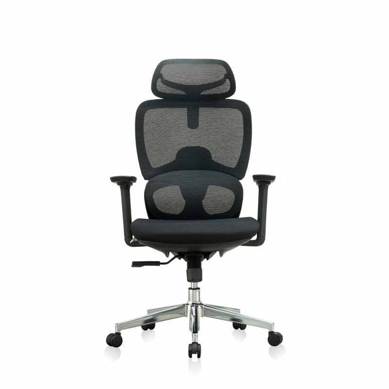 Polyester Office Chair with Headrest, Black