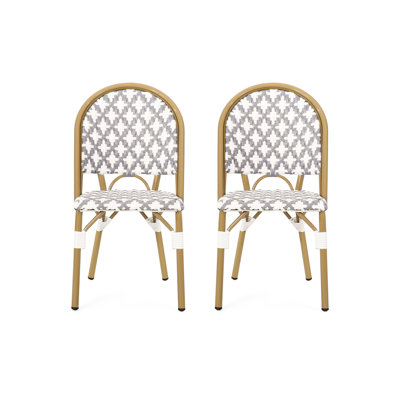 Chaises d'extérieur de style français, pe et aluminium, gris blanc, sièges en aluminium de fabrication rouille, style bistro et rouille
