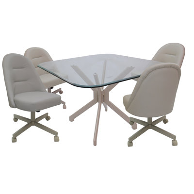Chaises de roulette pivotantes en métal Heimbach M-235 - verre transparent - vinyle noir - noir