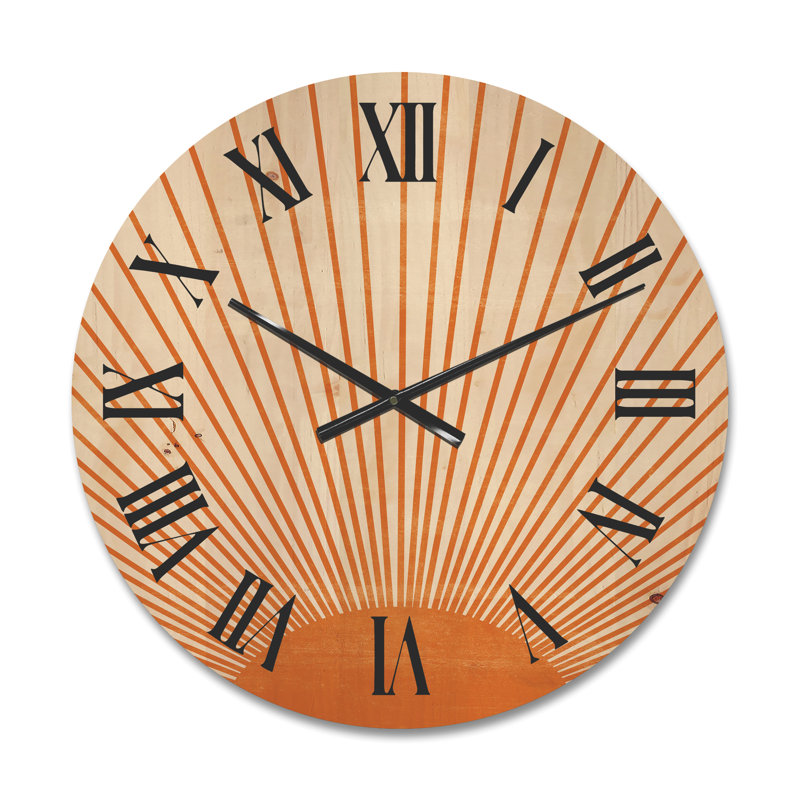 Horloge murale en bois Sun Print III, Moyen