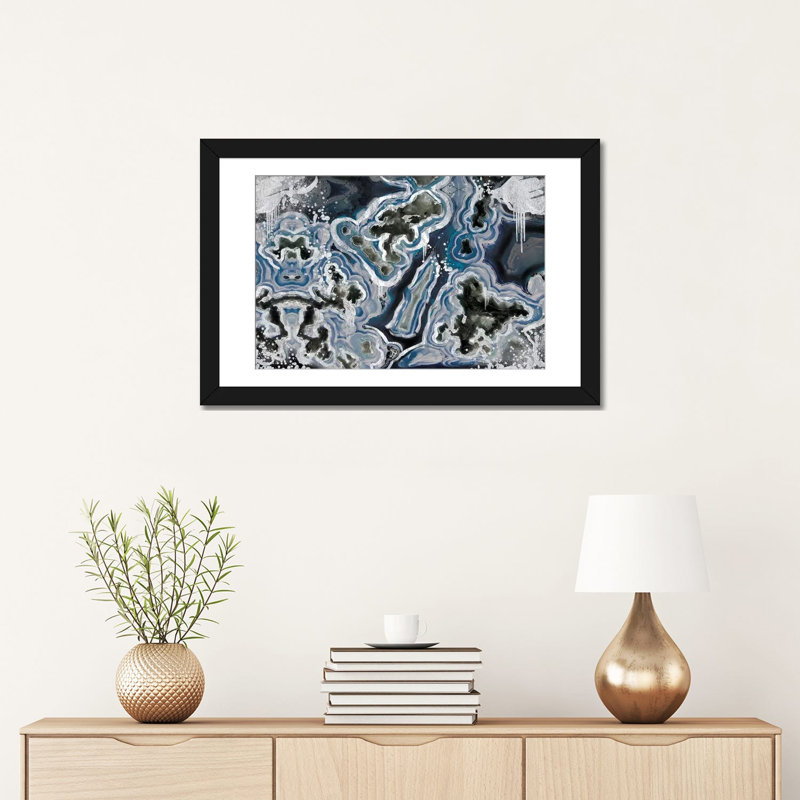 Royal Royal Geode, impression sur toile tendue, H 16 po x l 24 po x P 1 po, Papier d'art encadré noir, Blanc